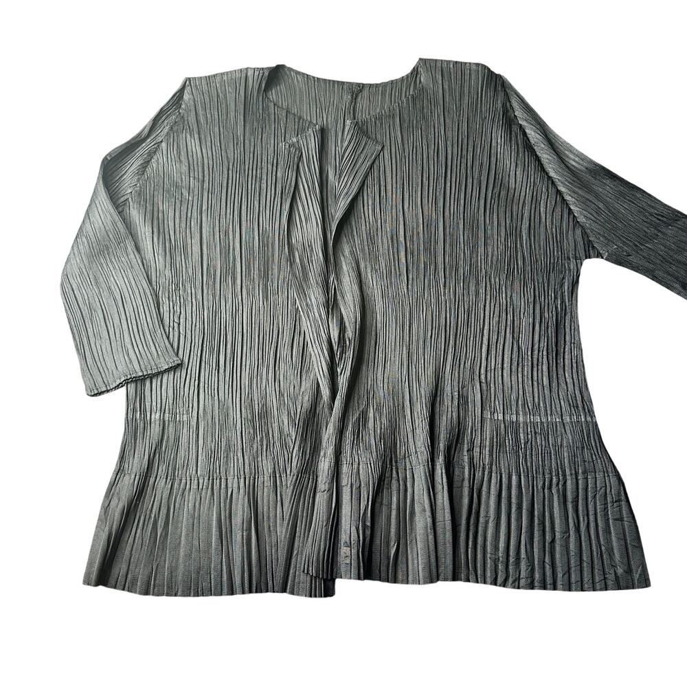 Pleats Pleats Issey Miyake Pleated Open Front Crop Cardigan Black Size 3